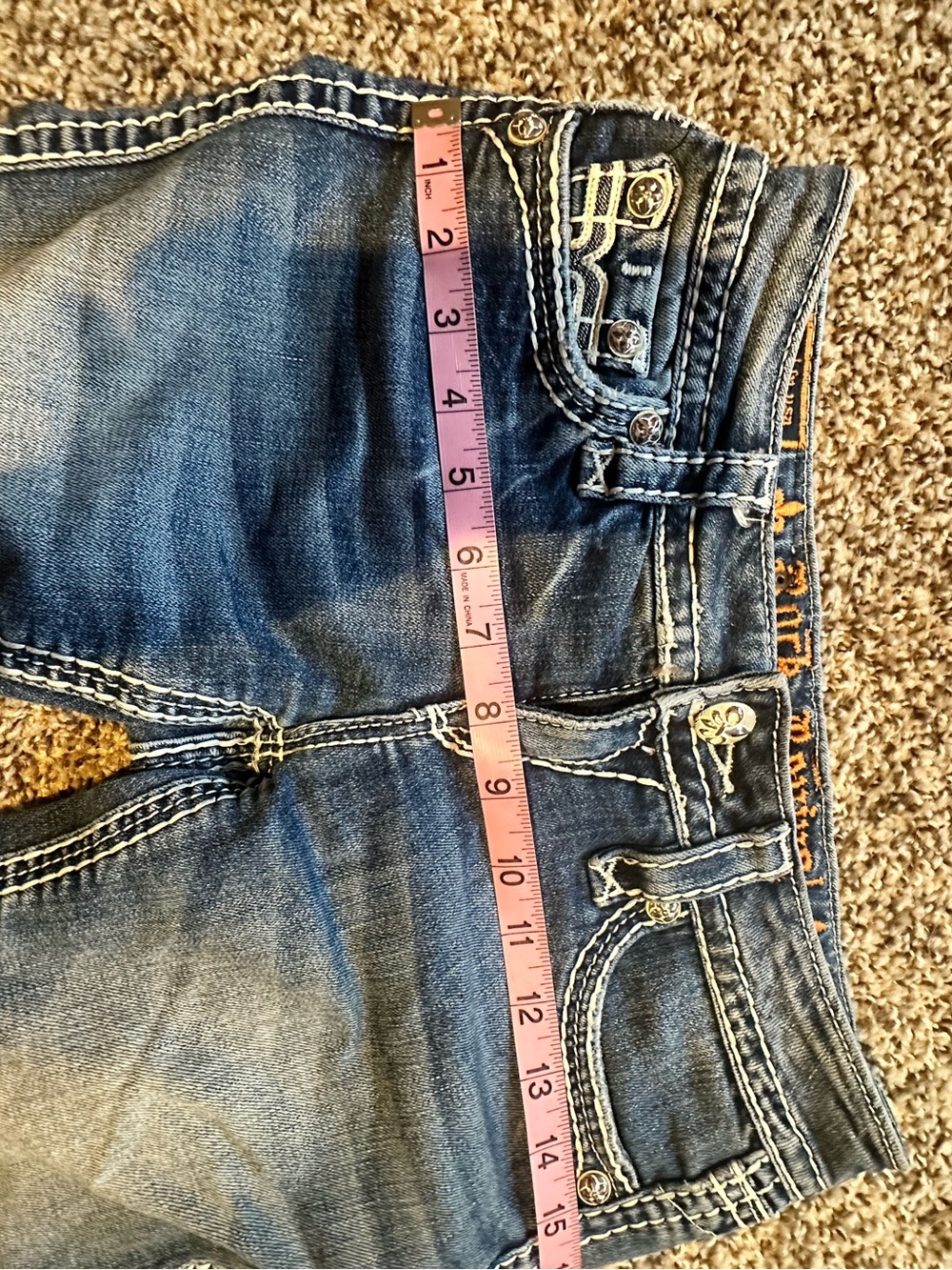 ☀️SUMMER SALE ☀️ Rock Revival “Kai” Faded Blue Denim 10” Shorts Size 25 - Picture 12 of 12